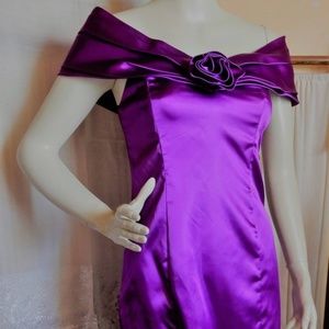 Vtg New/Old Macy's Purple Satin Pencil Dress XS